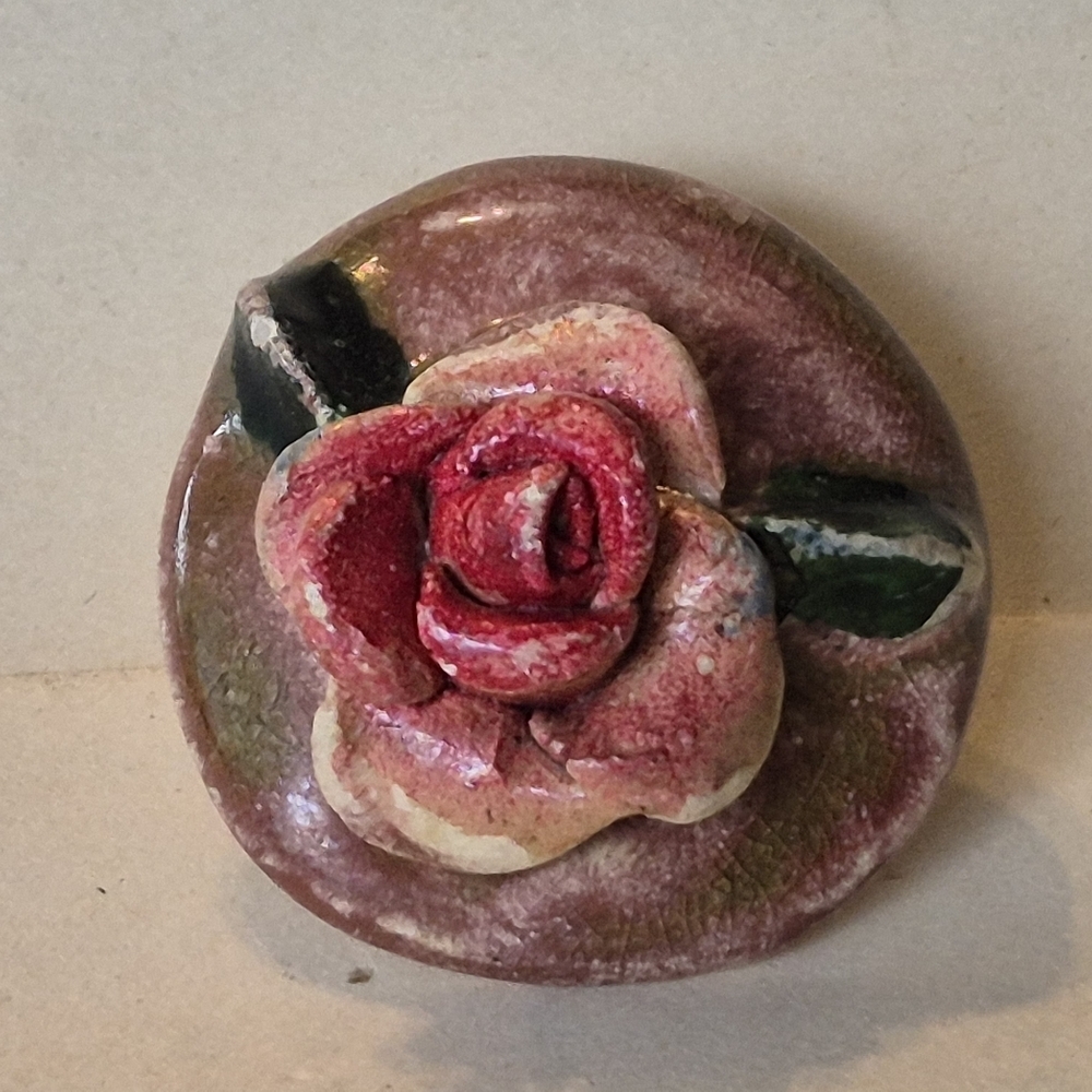 Handcrafted Ceramic Rose Brooch